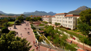 Aerial view of Stellenbosch University in South Africa. 