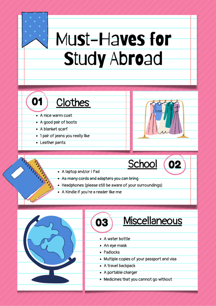 Pre-departure packing list